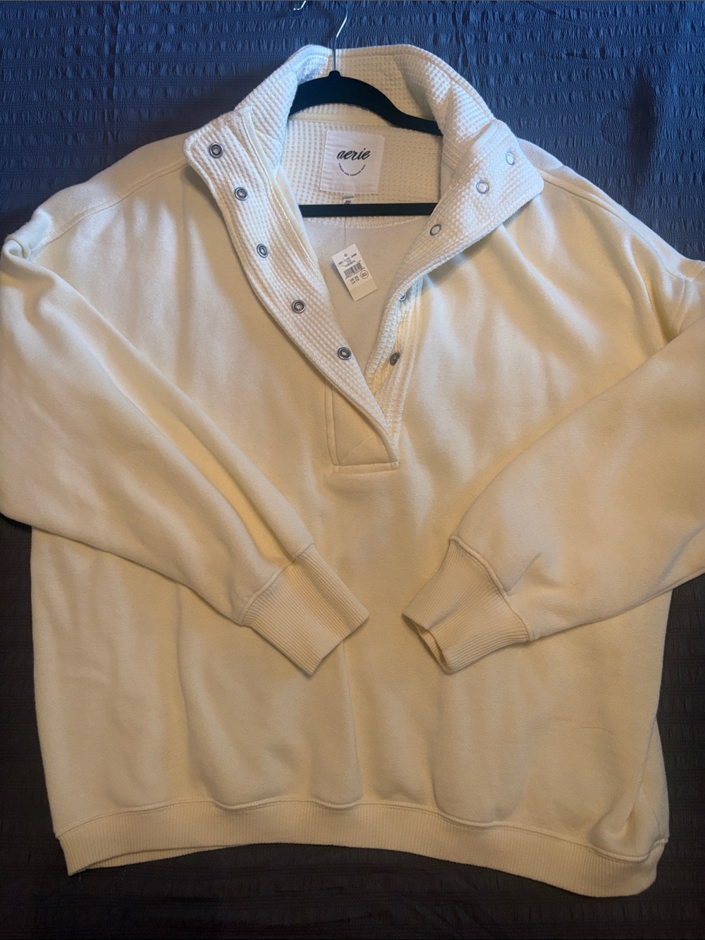 aerie Men's Cream Zip-Front Funnel Neck Sweater